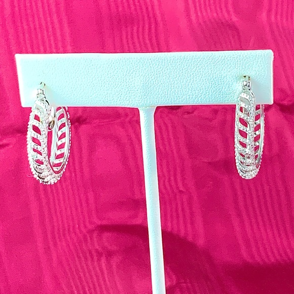 Diamond Accent Hoop Earrings - Picture 7 of 7